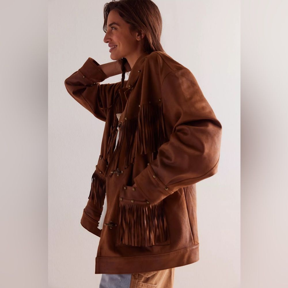 New Free People x We The Free Knox Vegan Fringe Jacket Size L - Picture 4 of 9